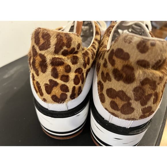 Anthropologie Silent D Siobahn Sneaker White Cheetah Leather Size EU 40, US 9 - Picture 3 of 11